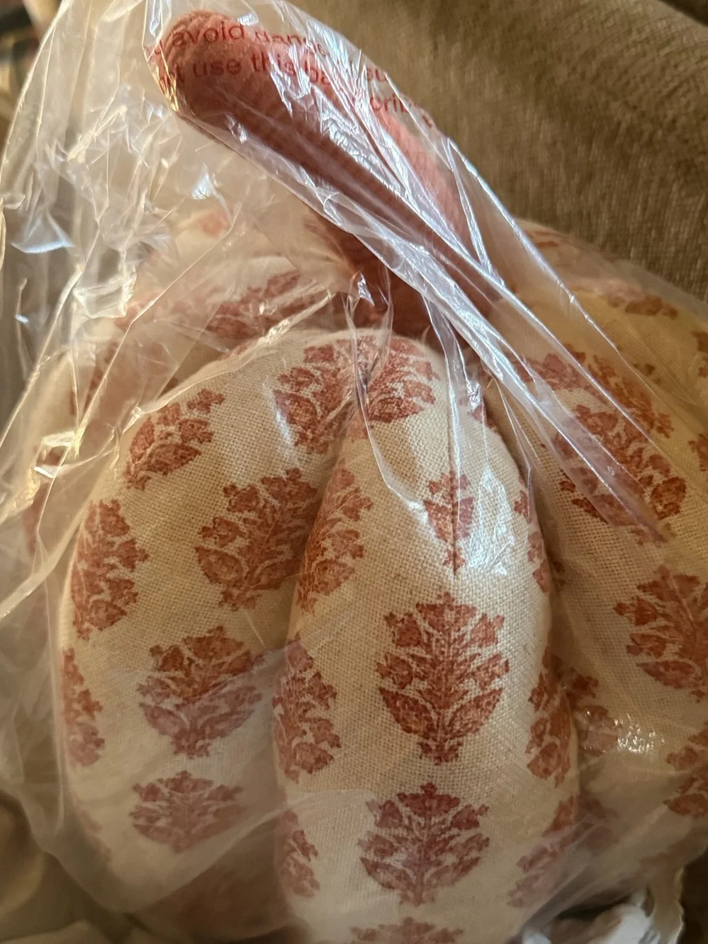 THRESHOLD NWT Block Print Shaped Pumpkin Throw Pillow